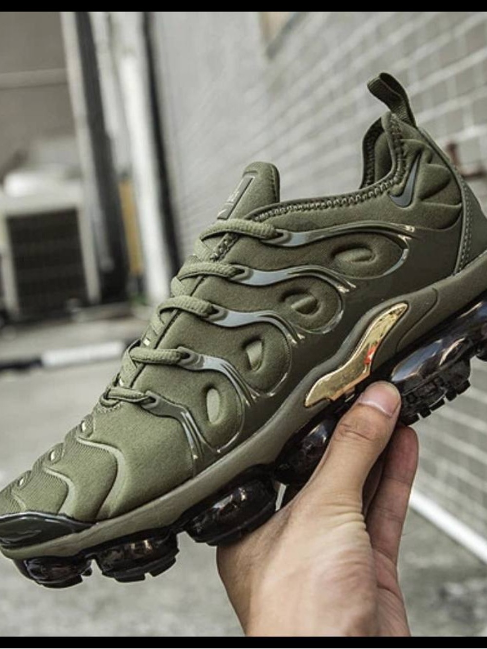 Men's Olive Green Athletic Sneakers with Gold Accent